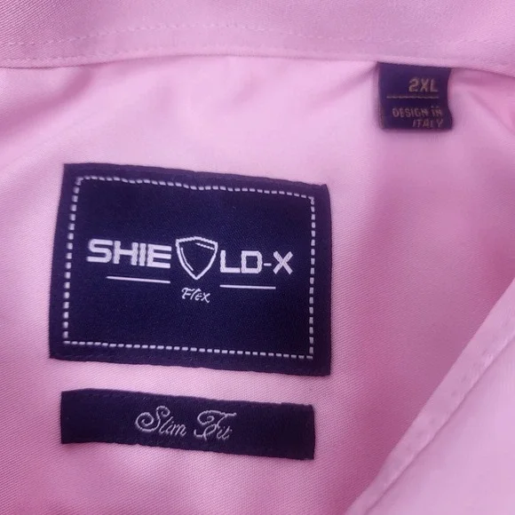 Shield LD-X Dress Shirt Mens 2XL  Pink Slim Fit Button Down Collar Long Sleeve‎ - Picture 5 of 6